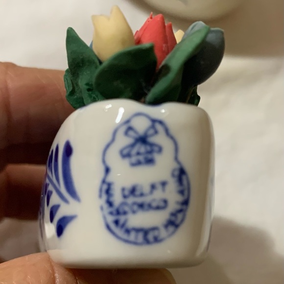 2 Vintage Delft Porcelain Holland Blue and White Clogs Hand Painted Signed - Picture 5 of 7